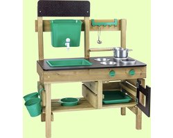 Hape Nature Leuke buitenspeelkeuken met veel accessoires van hout en plantaardig plastic, vanaf 3 jaar