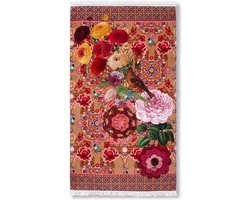 Happiness Strandlaken 100x180 cm - Bloemen en Vogel Print - Multicolor - 100% Katoen - Luxe Strandhanddoek