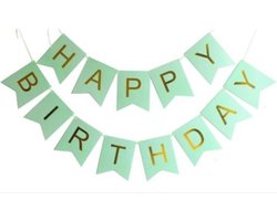 Happy Birthday Slinger Feest Versiering Verjaardag Versiering Vlaggenlijn Feest Decoratie Groen & Goud - 1 Stuk