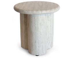 Happy Cocooning Bijzettafel Rib Travertin - Composiet - Bijzettafel Vuurtafel - 45x45x45 cm