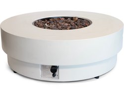 Happy Cocooning Vuurtafel Estate Round 105 Oyster - Composiet - Vuurtafel Gas - Luxe Ronde Terrasverwarmer - 105x105x36 cm