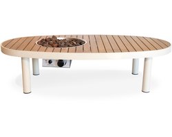 Happy Cocooning Vuurtafel Riviera 140 Oyster Beige - Vuurtafel op Gas - 8,5 kW - 140x74x34 cm