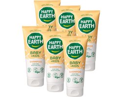Happy Earth Bundel Shampoo Baby & Kids - 100% Natuurlijke Ingrediënten - Microplasticvrij - 0% SLS/SLES - Babyverzorging – Met plantaardige huidverzachter – Geschikt voor pasgeborenen – 6 x 200mL - Voordeelverpakking