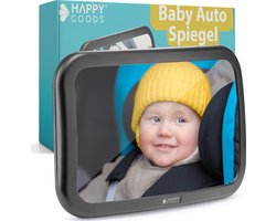 Happy Goods Autospiegel Baby XL - Achteruitkijkspiegel - 35x19 cm - 360° Verstelbaar - Baby Spiegel Auto - Veiligheidsspiegel - Achterbank Spiegel Baby