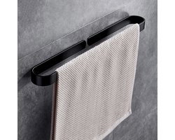 Happy Goods Handdoekrek Badkamer 60 cm - Handdoekhouder Zwart - Zonder Boren / Zelfklevend - Handdoekenrek Keuken - Badkamerrek - Handdoekhouders - Handdoekstang