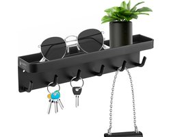 Happy Goods Sleutelrekje Zwart - Zelfklevend - Sleutelhouder - RVS - Sleutelkastje - Modern - Sleutelbord