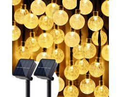Happy Goods Solar Tuinverlichting op Zonneenergie - 100 LED (2x50) Lichtsnoer Buiten - 10 m Verlicht + 4 m Snoer - Buitenverlichting Lichtslinger - Lichtsnoeren
