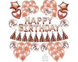 Happy Goods Verjaardag Versiering - Happy Birthday Slinger - Ballonnen - Rose Goud - 48 Stuks - Verjaardag Decoratie