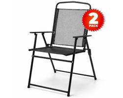 Happy Holidayz Opvouwbare Tuinstoelen - 2 Stuks - Zwart - 65x53x90cm - Tuinstoel Inklapbaar - Inklapbare Strandstoel - Set van 2 - Staal - Tuin of Balkon of Strand Stoel - Weerbestendig - Vouwstoel voor op Terras/Camping