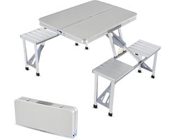 Happy Holidayz Picknicktafel inklapbaar - Aluminium - Inclusief stoelen - Opvouwbare Campingtafel - Lichtgewicht - Opklapbare Tafel - Opklaptafel - Klaptafel - Inklapbare Plooitafel - Camping Tafel opvouwbaar