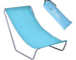 Happy Holidayz Strandstoel Inklapbaar Blauw - Lichtgewicht 1,75 kg - Opvouwbare Ligstoel - Stalen Frame - Met Draagtas - Klapstoel Strand - Vouwstoel Outdoor - Campingstoel - Beach Chair