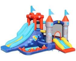 Happy Hop Fortress Springkussen Activity Play Center - Springkussen met Glijbaan - Springkussen voor kinderen - Springkussen met blazer