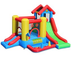 Happy Hop springkasteel 7 in 1 Playcenter - Springkussen met Glijbaan - Springkussen voor kinderen - Springkussen met blazer