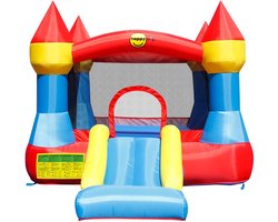 Happy Hop springkussen Springkasteel met glijbaan - Springkussen met Glijbaan - Springkussen voor kinderen - Springkussen met blazer