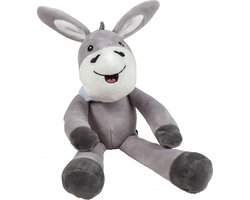 Happy People Knuffelezel Met Bungelpoten Grijs/blauw 30 Cm - Baby knuffel - Rammelaar - Vanaf 0 jaar