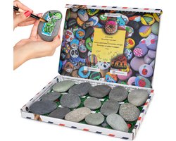 Happy Stones | 15 Stenen | Stenen Schilderen | Stenen Schilderen Volwassenen | 5-8 cm | Schilderbare Keien | Happy Stones Pakket | Beach Pebbles