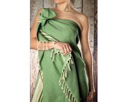 Happy Towels Hamamdoek olijfgroen | lengte: 210 cm | 100% katoen | 450 gram | scherp geprijsd