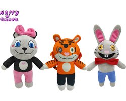 Happy Trendz® Mr. Hopps' Playhouse knuffels Miss Bo & Mr Stripes Tiger & Mr Hopps - karakter pluche 3 stuks - Mr Stripes Tiger & Miss Bo - 3 stuks Must have knuffels -