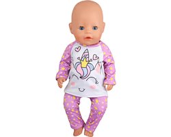 Happy U Kids Unicorn Pyjama voor Baby Born - Pop accessoires 36-43 cm
