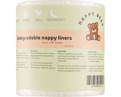 HappyBear | Inlegvellen Bamboe - 1 Rol (100 vellen) | 11,5cm x 27cm | Chloorvrij en biologisch afbreekbaar |Voor het opvangen van ontlasting in wasbare luiers | 100% zachte en stevige bamboe