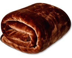 HappyBed 150x200 - Fleece deken - Dekentje voor op de bank - Fleece plaid - Brown