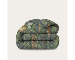HappyBed Dekbed zonder overtrek 240x220 - Bedrukt dekbed zonder hoes - Hoesloos Dekbed met Print - Wasbaar - Lits Jumeaux - Golden Foliage