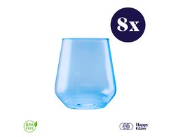 HappyGlass Lady Yoko - Set van 8 kunststof glazen - 40cl - Marine blue - BPA-vrij Tritan