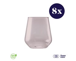 HappyGlass Lady Yoko - Set van 8 kunststof glazen - 40cl - Noble smoke - BPA-vrij Tritan