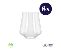 HappyGlass Lady Yoko - Set van 8 kunststof glazen - 40cl - Transparant - BPA-vrij Tritan