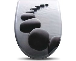 Happyment Antibacteriële Toiletbril blackstone - WC Bril - Met Softclose - Universeel - Toiletbrillen – Toiletzitting