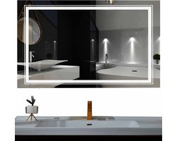 Happyment® Badkamerspiegel met verlichting - Touchscreen - 3 LED standen - Dimbaar - Rechthoek of horizontaal - Anti-condens