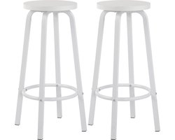 Happyment Barkruk deluxe - Set van 2 - Barkrukken zonder rugleuning - Wit - 30x30x72cm - Black friday - Kerstcadeau