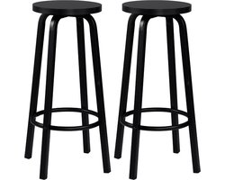 Happyment Barkruk deluxe - Set van 2 - Barkrukken zonder rugleuning - Zwart - 30x30x72cm - Black friday - Kerstcadeau