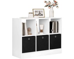 Happyment Boekenkast Bilta - Industrieel - 6 Vakken - Oak - 3 Lades - Boekenrek - Woonkamer, slaapkamer en kinderkamer - Hout - 80 x 60 x 30 cm