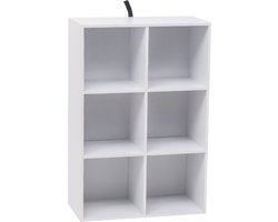 Happyment Boekenkast Deluxe - 6 vakken - Wit - 60x29.5x89cm - Boekenplank - Woonkamer, slaapkamer en kinderkamer - Hout - MDF