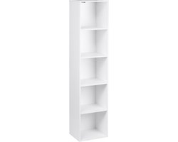Happyment Boekenkast Mali - Opbergrek - 6 Lagen - Open Planken - Kantoor - Woonkamer - Slaapkamer - 30x24x158.5 cm - Wit