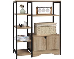 Happyment Boekenkast Merri - Industrieel - 6 Lagen - Oak/Zwart - Boekenrek - Woonkamer, slaapkamer en kinderkamer - Hout/Metaal - 80x35x97cm