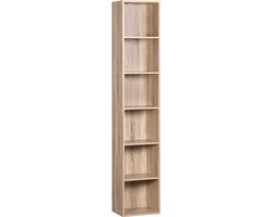 Happyment Boekenkast Open - 6 Vakken - Oak - Boekenkast - Boekenrek - Woonkamer, slaapkamer en kinderkamer - Hout - 30x23.5x158.4cm