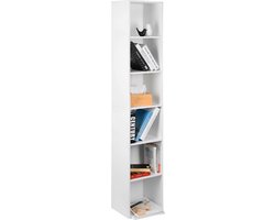 Happyment Boekenkast Open - 6 Vakken - Wit - Boekenkast - Boekenrek - Woonkamer, slaapkamer en kinderkamer - Hout - 30x23.5x158.4cm