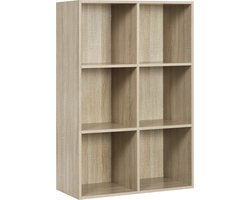 Happyment Boekenkast Yuda - 6 vakken - Oak - 60x29.5x89cm - Boekenplank - Woonkamer, slaapkamer en kinderkamer - Hout - MDF