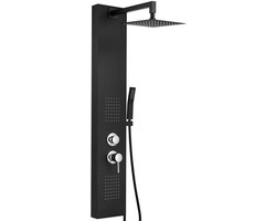 Happyment Compleet Douchesysteem - Doucheset - Mat Zwarte Hoofddouche en Handdouche - Massage Douche - Vierkante Regendouche voor Badkamer - 3 Douche Koppen