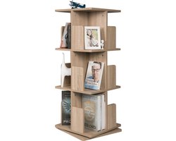 Happyment Draaibare Boekenkast Modern - 3 lagen - Oak - Hout - Boekenkast - Boekenplank - Boekenrek - 39x39x97cm