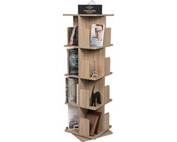 Happyment Draaibare Boekenkast Modern - 4 lagen - Oak - Hout - Boekenkast - Boekenplank - Boekenrek - 39x39x128cm
