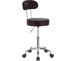 Happyment® Ergonomische kruk met rugleuning - Hoogte Verstelbaar - Op wielen - Zadelkruk, Bureaustoel, Werkkruk - Black friday - Zwart