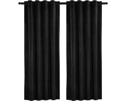 Happyment® Gordijnen Set van 2 - Verduisterend - met Plooiband - Isolerend - Gordijn - 225x140cm - Fluweel - Zwart