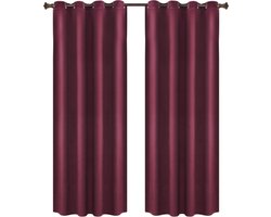 Happyment Gordijnen set Vida 2 stuks - Bordeaux 140x225cm - Verduisterend - met Plooiband - Fluweel Isolerend