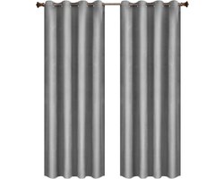 Happyment Gordijnen set Vida 2 stuks - grijs 140x225cm - Verduisterend - met Plooiband - Fluweel Isolerend
