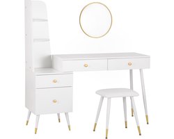 Happyment Kaptafel Diva - Inclusief spiegel en krukje - Wit - Kinderen & volwassenen - Make up tafel voor meisjes