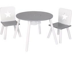 Happyment® Kindertafel en 2 Stoeltjes - Kindermeubel - Tafeltje - Speeltafel - kinderbureau - Black friday - Sinterklaas - Kerstcadeau