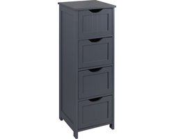 Happyment Kolomkast Badkamermeubel staand - Badkamerkast hoog - Badkamer - Grijs - 4 lades - 30x30x81cm